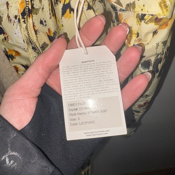 Obey Women's Republique Yellow and Black Animal Print Bomber Jacket - Picture 8 of 8